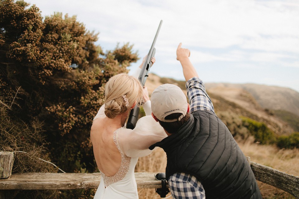 Wedding Bride claybird shooting
